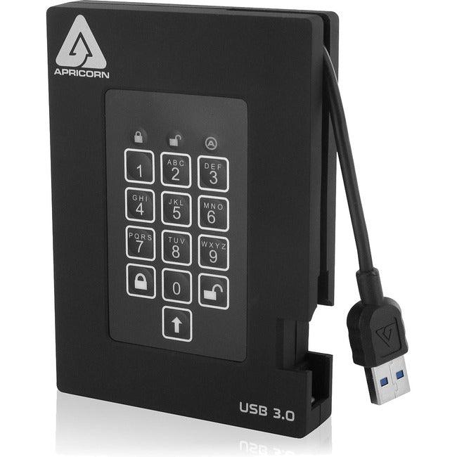 Disque dur portable Apricorn Aegis Padlock Fortress 2 To - Externe 2,5" - Noir