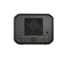 G-RAID Mirror back view showing the power button, the 19V DC port, LED button, RAID CONTROL toggles and the 2 alimentation ports