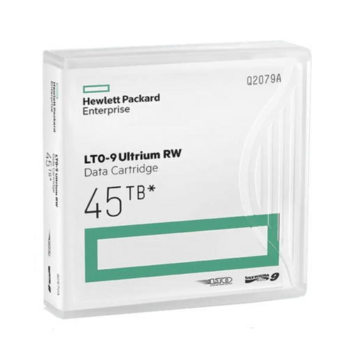 HPE LTO-9 Ultrium case viewed from the front and angled to the right