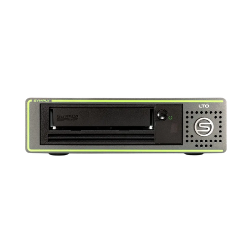 SymplyPRO SAS LTO half-height desktop tape drive viewed from the front