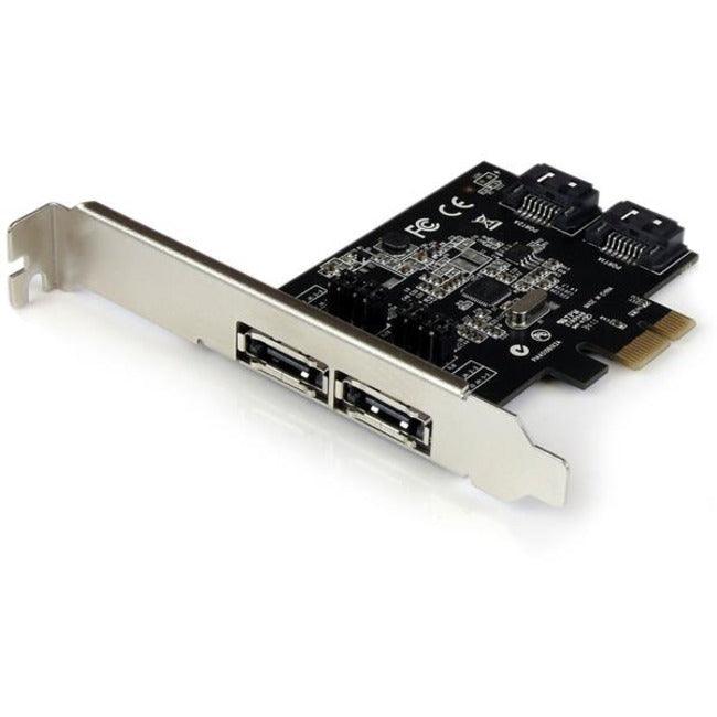 StarTech.com Carte contrôleur eSATA 2 ports PCI Express SATA 6 Gbit/s - Carte double port PCIe SATA III - 2 Int/2 Ext